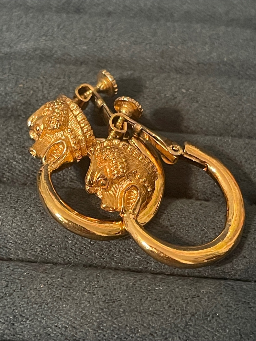 *RARE* Vendome Chimera Ouroboros Gold-Plated Hoop Clip On Earrings